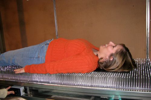 ... on the action. Yes, thatâ€™s a real bed of nails Iâ€™m lying on. Cool